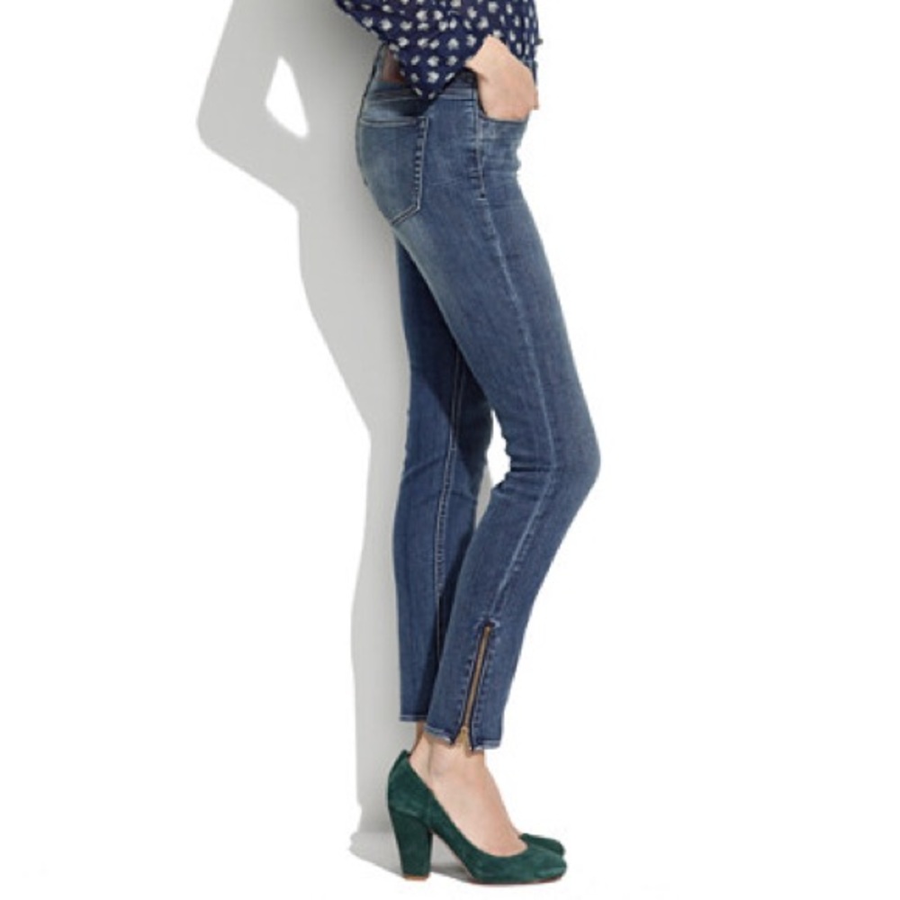 Madewell skinny ankle zip in pool wash jeans